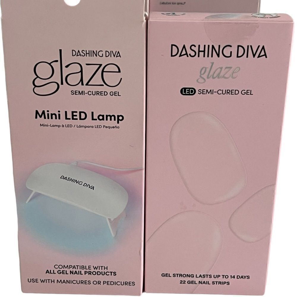 Dashing Diva Glaze Mini LED Lamp + Glaze LED Semi-Cured Gel 22 Strips Kit,  New